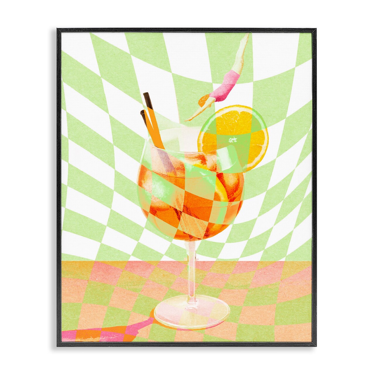Stupell Industries Retro Swimmer Summer Cocktail Framed Giclee, design by Lil' Rue